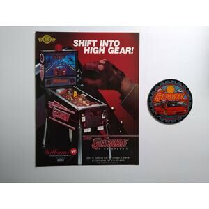 The Getaway Pinball FLYER + Plastic Promo Drink COASTER Original NOS